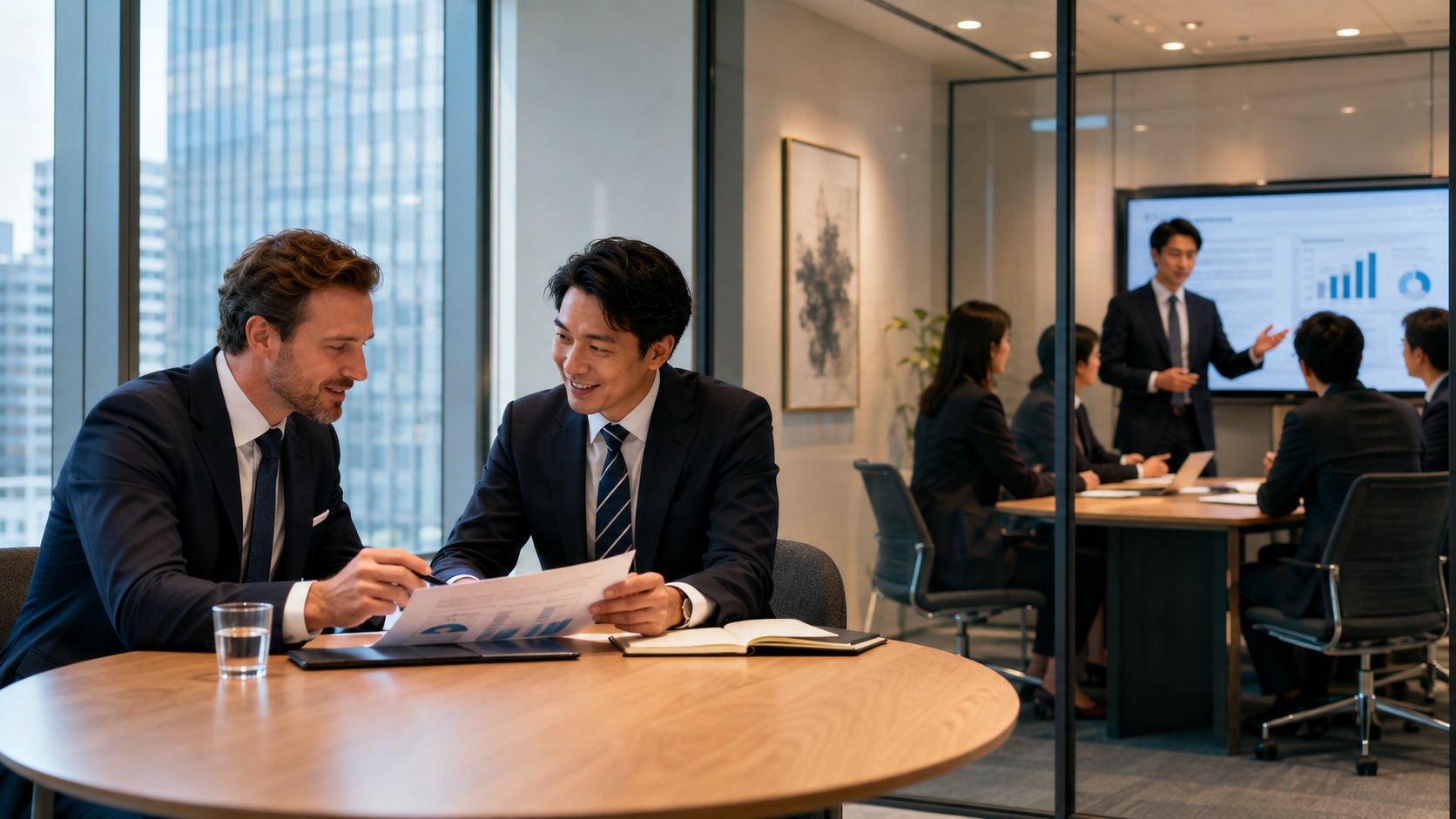 Two business colleagues illustrating the difference between a Japanese contact and an internal sponsor