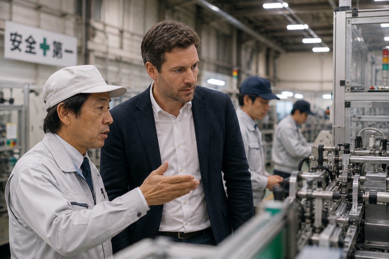 European manager visiting a Japanese supplier to understand operations, relationships and local business context